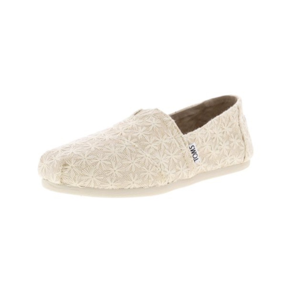 Toms Classic Canvas Natural Daisy Metallic Ankle-High Flat Shoe